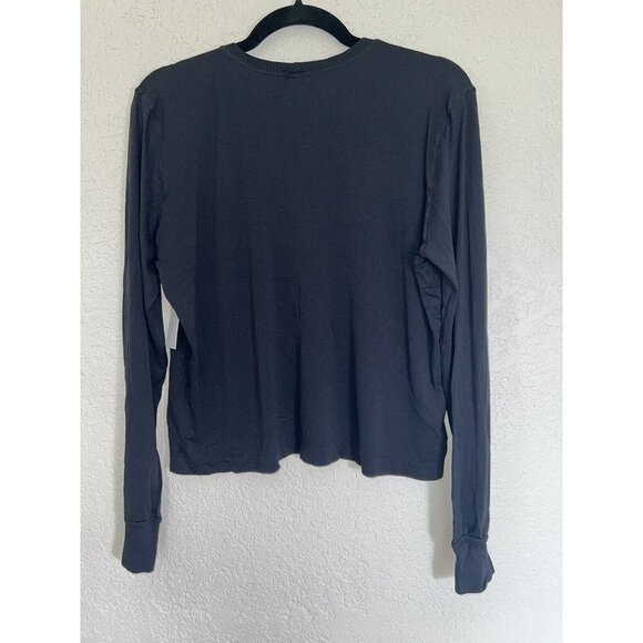 Spiritual gangster black crop top XS/S oversized long sleeve stretchy lounge E - Picture 4 of 5